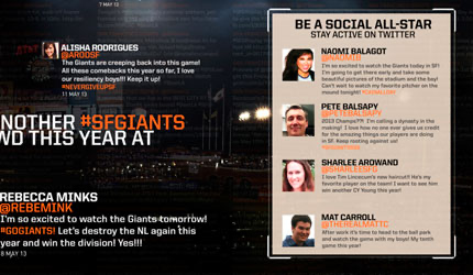Social All-Star wall of Twitter avatars and tweets from fans active on Twitter during the game
